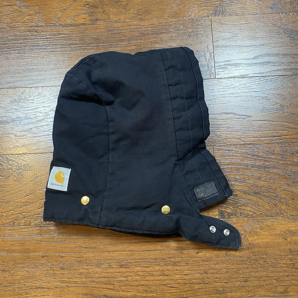 Vtg Carhartt Hood Mens One Size Black Duck Canvas Quilted Lined Detachable A02
